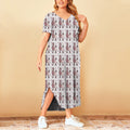 Girly Poodle Pattern Short Sleeve Plus Size Maxi Dress | Plus Size Dress | Summer Dress For Women
